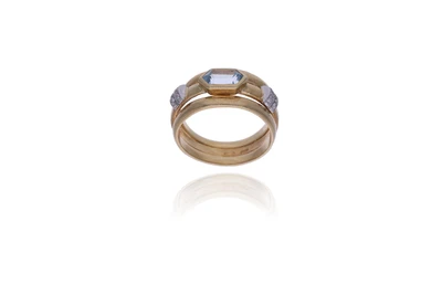 Anello con diamanti e acquamarina - Asta Preziosi