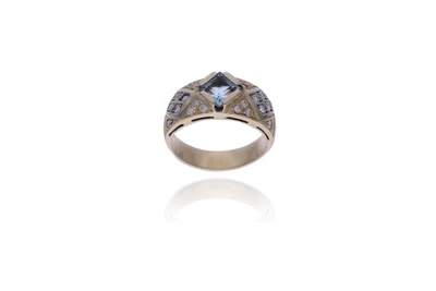 Anello con diamanti e acquamarina - Asta Preziosi