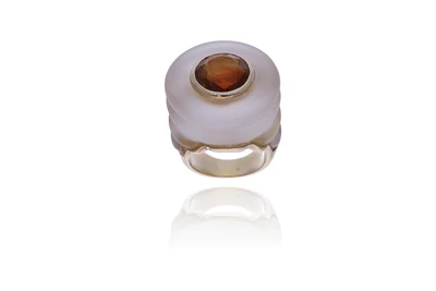Anello con quarzo giallo e cristallo di rocca - Asta Preziosi