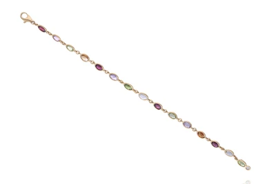 Bracciale con granati, ametiste, peridoti, quarzi, acquemarine e tormalina verde - Asta Preziosi