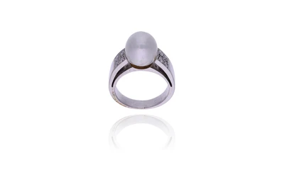 Chimento, anello con perla coltivata e diamanti - Asta Preziosi