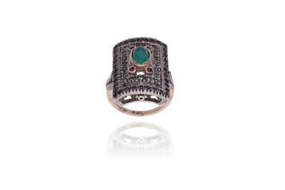 Anello con calcedonio e pietre - Asta Preziosi
