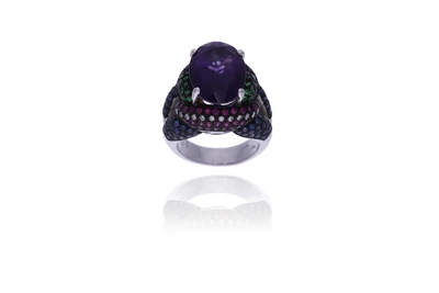Anello con ametista, diamanti e pietre - Asta Preziosi Anello con ametista, diamanti e pietre - Asta Preziosi