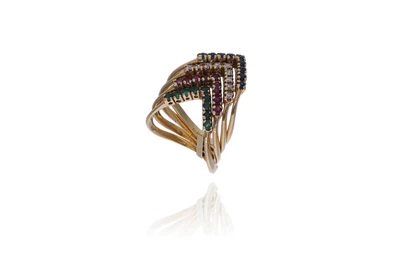 Anello con diamanti rubini, smeraldi, zaffiri - Asta Preziosi