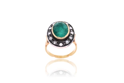 Anello con diamanti e pietra - Asta Preziosi
