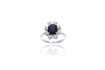 Anello con zaffiro e diamanti - Asta Preziosi