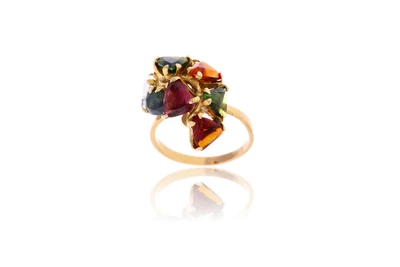 Anello con zaffiro, tormaline, quarzi e pietre - Asta Preziosi