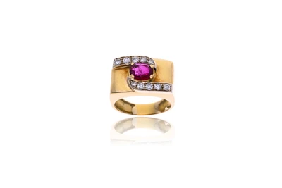 Anello con diamanti e pietra - Asta Preziosi