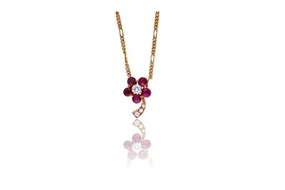 Collana con diamanti e rubini - Asta Preziosi