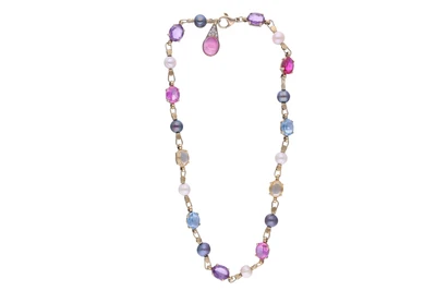 Collana con tormalina, ametiste, quarzi, perle coltivate, diamanti e pietre - Asta Preziosi