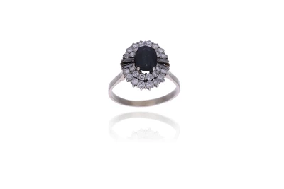 Anello con zaffiro, diamanti e pietra - Asta Preziosi