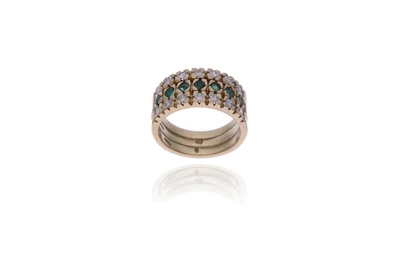 Anello con diamanti, smeraldi e pietra - Asta Preziosi