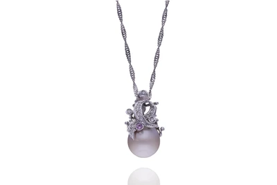Collana con ciondolo con perla coltivata, diamanti e pietra - Asta Preziosi
