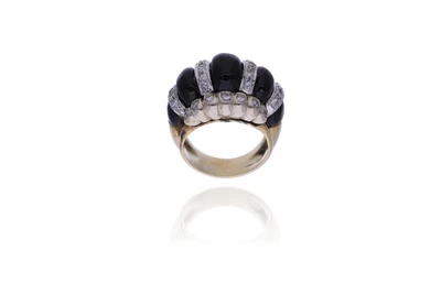 Anello con diamanti, quarzo e calcedonio - Asta Preziosi