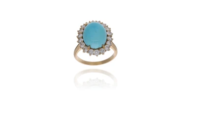 Anello con diamanti e pietra - Asta Preziosi