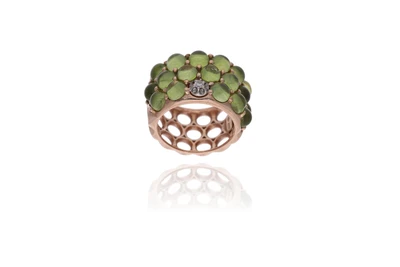 Anello con peridoti e diamante - Asta Preziosi