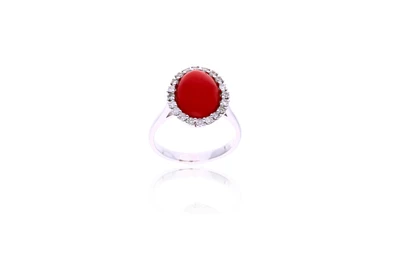 Anello con corallo e diamanti - Asta Preziosi
