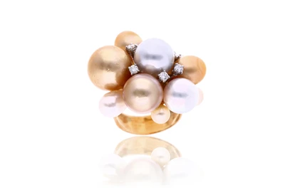 Anello con diamanti, perle coltivate e d'acqua dolce - Asta Preziosi Anello con diamanti, perle coltivate e d'acqua dolce - Asta Preziosi