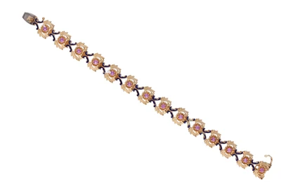 Bracciale con zaffiri rosa e smalti - Asta Preziosi