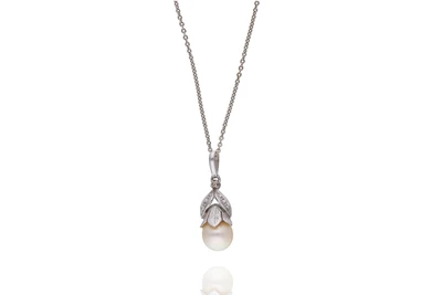 Collana con ciondolo con diamante e perla coltivata - Asta Preziosi