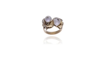 Anello con perle coltivate e diamanti - Asta Preziosi