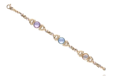 Bracciale con ametista, quarzo giallo e topazio - Asta Preziosi