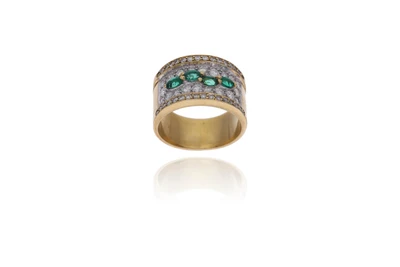 Anello con smeraldi e diamanti - Asta Preziosi