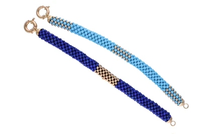 Due bracciali con lapislazzuli e pietre - Asta Preziosi