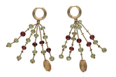 Orecchini con quarzi gialli, peridoti e diamanti - Speciale San Valentino