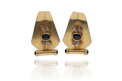 Paio di orecchini con diamanti e zaffiri - Asta Preziosi