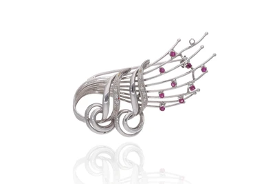 Spilla con diamanti e rubini - Asta Preziosi