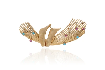 Spilla con rubini e pietre - Asta Preziosi