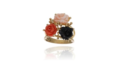 Anello con corallo e pietre - Asta Preziosi