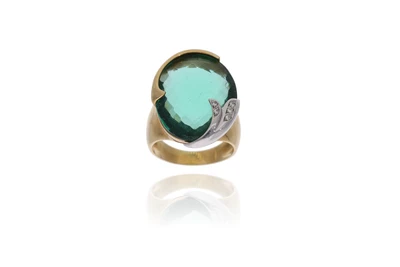 Anello con diamanti e pietra - Asta Preziosi