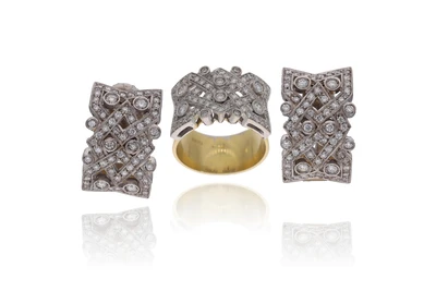 Parure composta da orecchini e anello con diamanti - Asta Preziosi