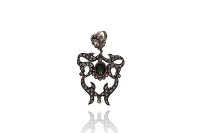 Pendente con tormalina, diamanti, pietra, in oro 750 parte in argento - Asta Preziosi