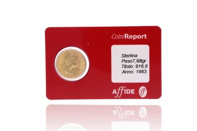 Sterlina inglese Elisabetta II, anno 1963, in oro 916,6, imperfezioni - Asta Preziosi