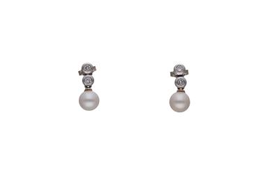 Paio di orecchini con perle e diamanti - Asta Preziosi Paio di orecchini con perle e diamanti - Asta Preziosi