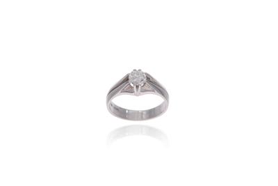 Anello solitario con diamante, in oro bianco 750 - Asta Preziosi Anello solitario con diamante, in oro bianco 750 - Asta Preziosi