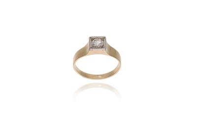 Anello solitario con diamante, in oro bicolore 750 - Asta Preziosi Anello solitario con diamante, in oro bicolore 750 - Asta Preziosi
