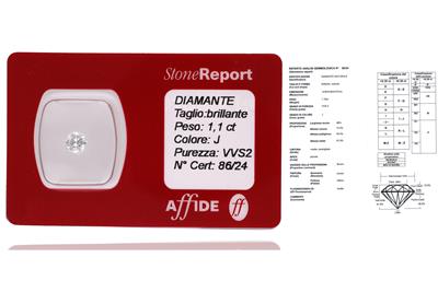 Diamante taglio brillante, ct.1,1, J, VVS2 - Asta Preziosi Diamante taglio brillante, ct.1,1, J, VVS2 - Asta Preziosi