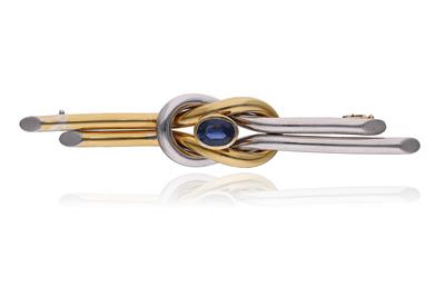 Spilla con zaffiro, in oro bicolore 750 - Asta Preziosi Spilla con zaffiro, in oro bicolore 750 - Asta Preziosi