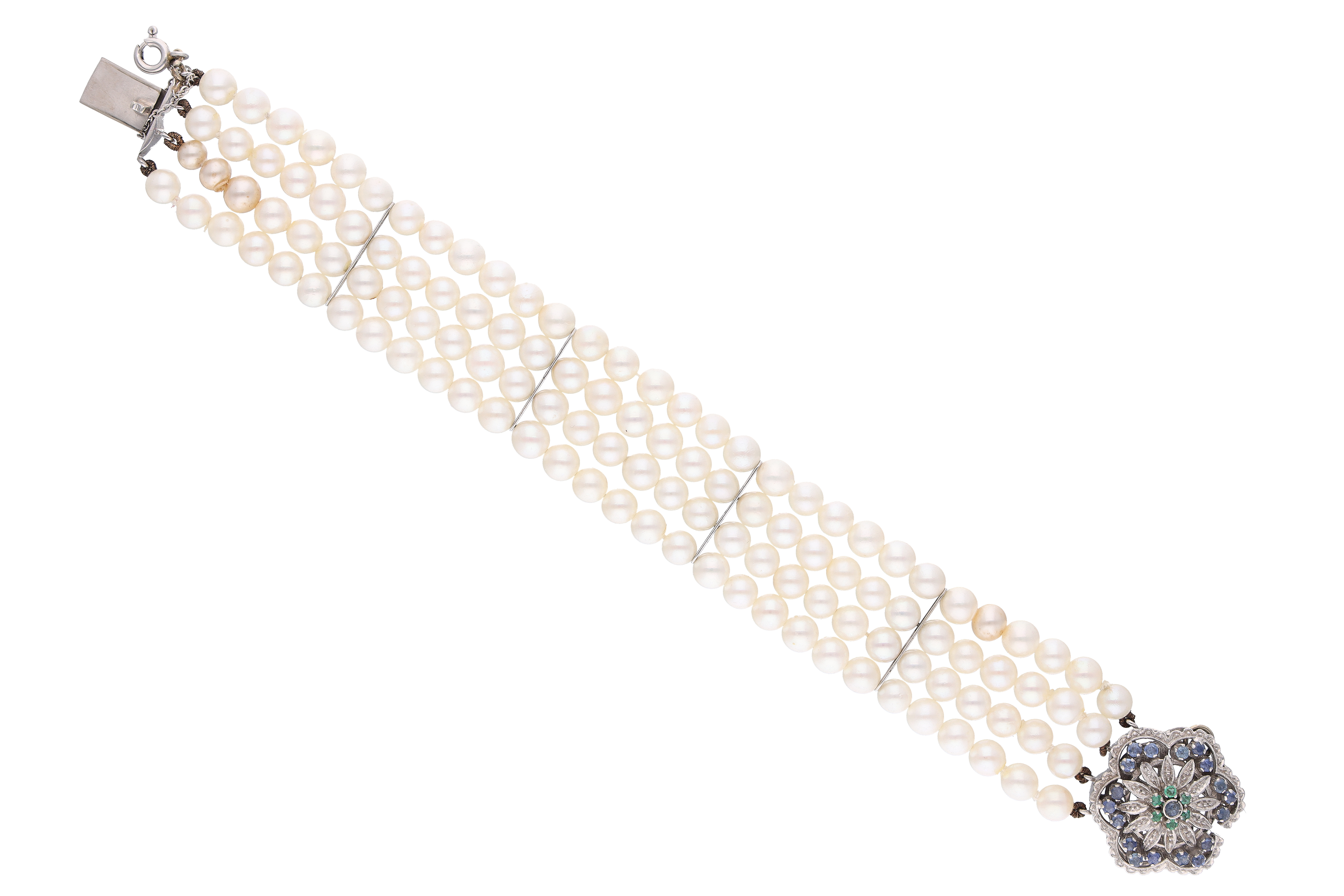 Bracciale con perle e fermezza in oro e pietre - Asta Preziosi