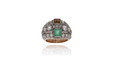 Anello con diamanti e smeraldo - Asta Preziosi