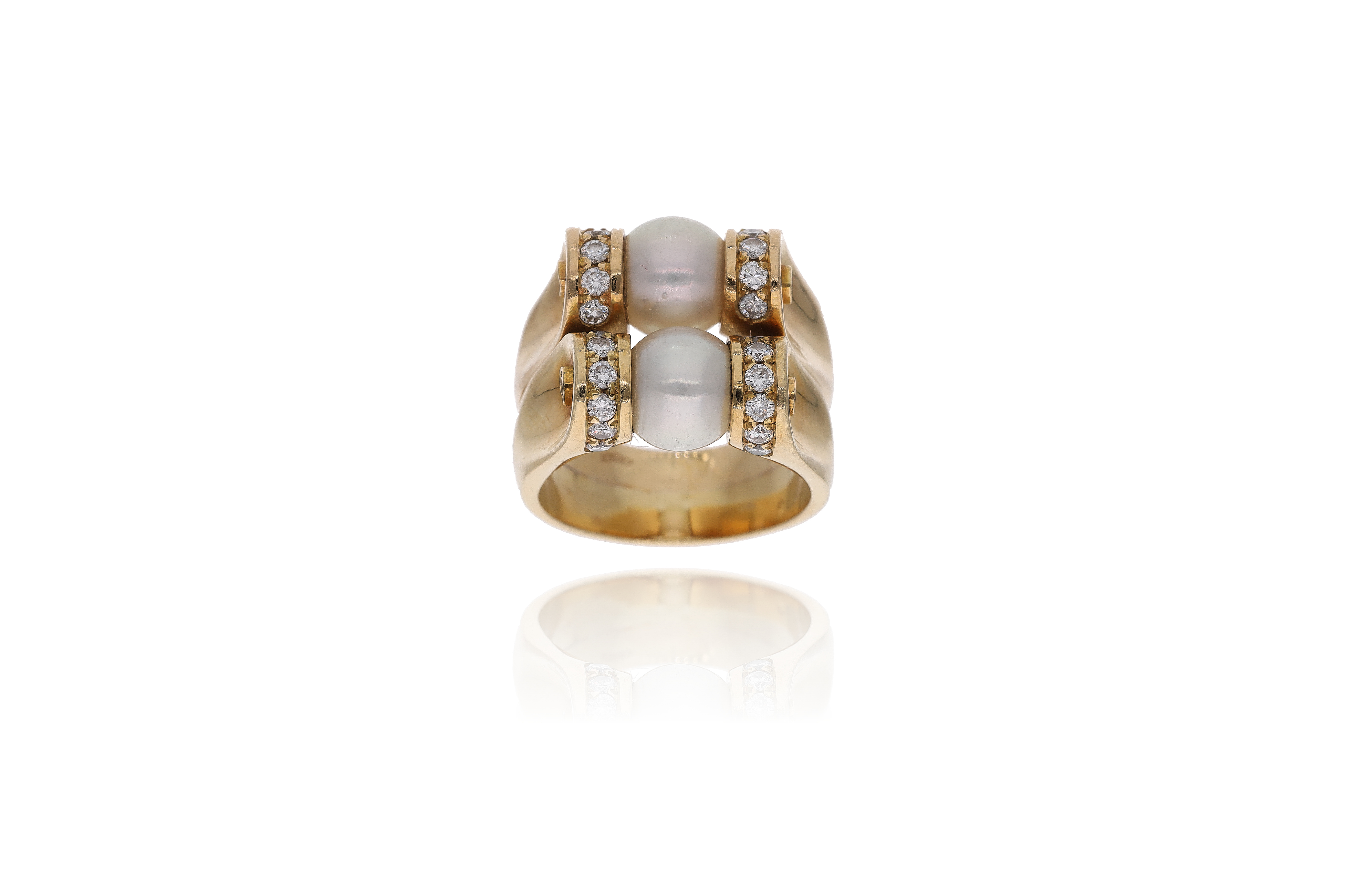 Anello con diamanti e perle - Asta Preziosi