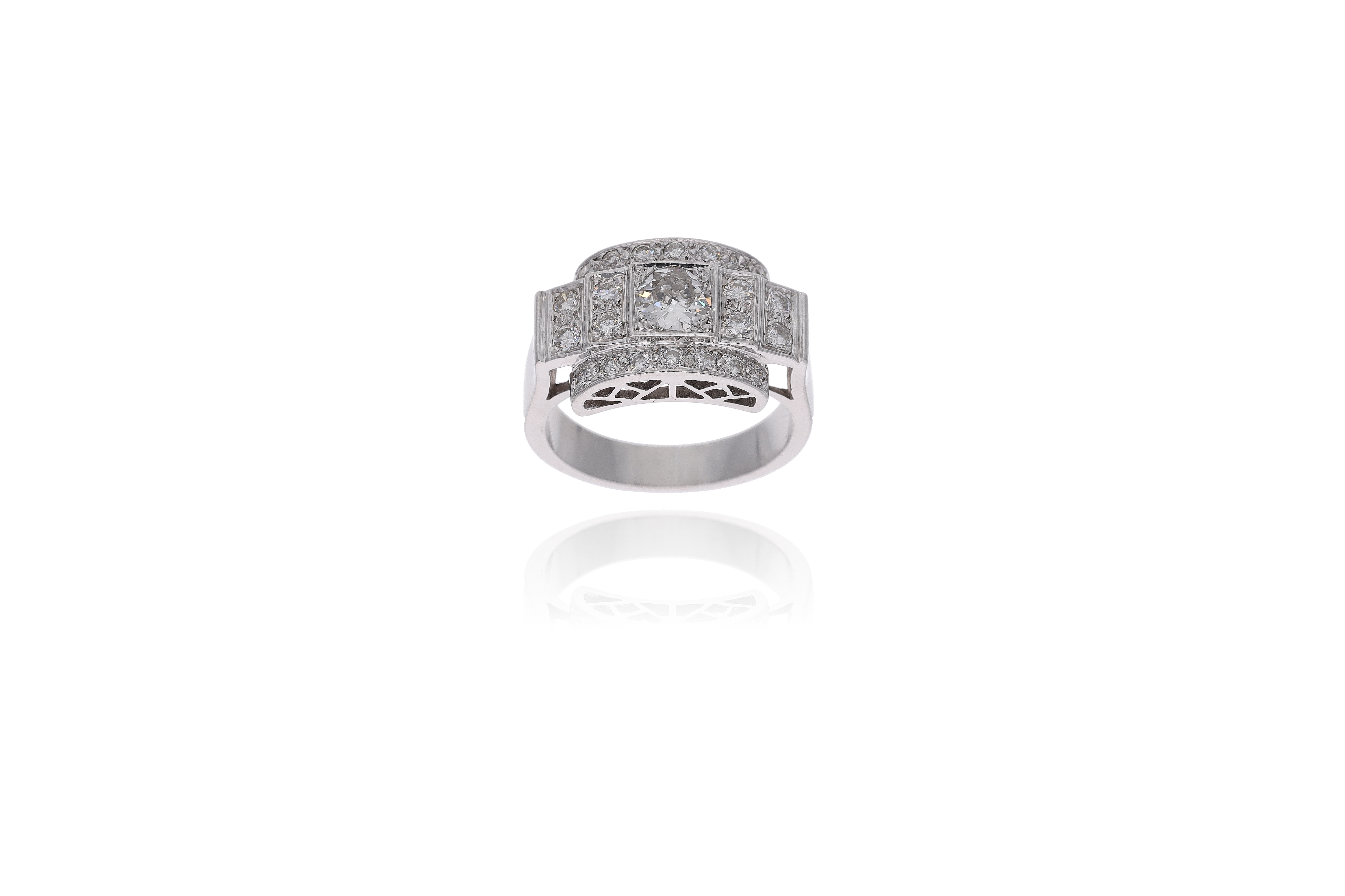 Anello con diamanti, in oro bianco 750 - Asta Preziosi