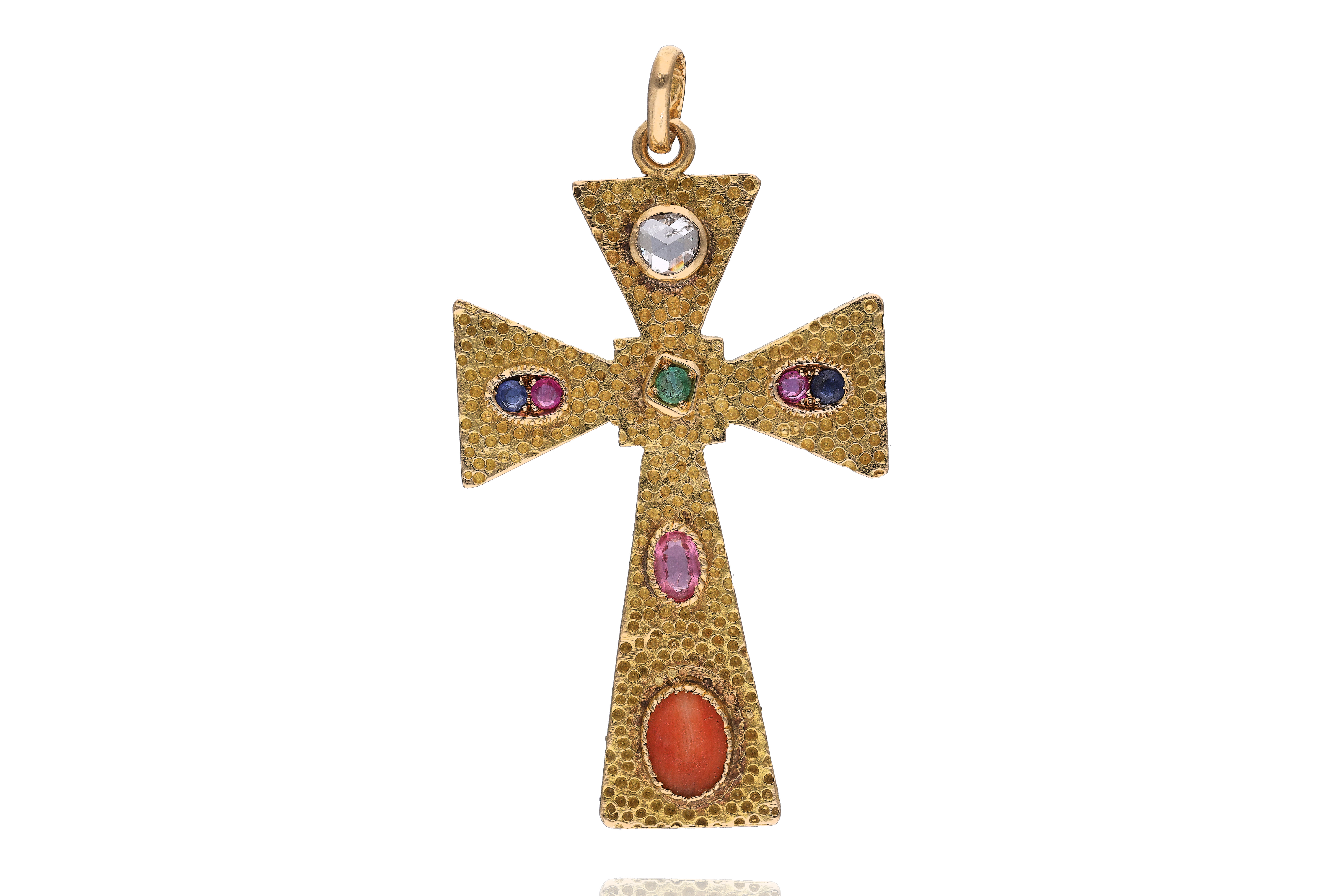 Ciondolo con diamante, pietre e corallo - Asta Preziosi