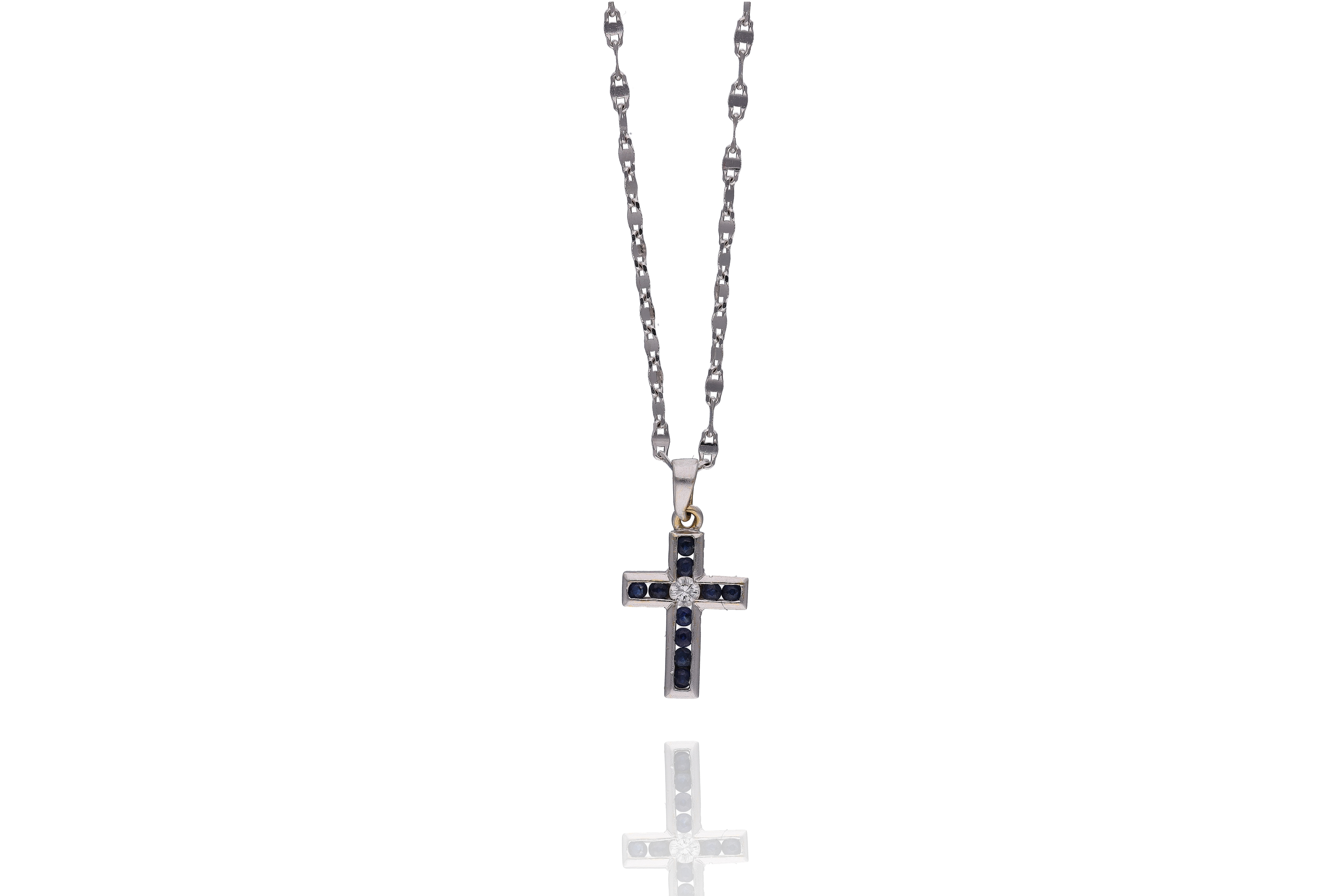 Collana con ciondolo con diamanti e zaffiri0 - Asta Preziosi