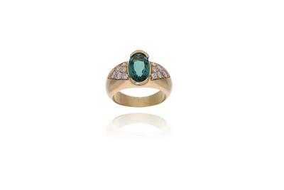 Anello con tormalina e diamanti - Asta Preziosi