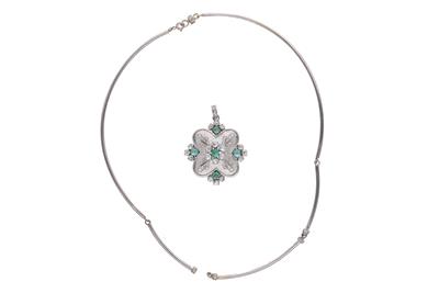 Collana e ciondolo con smeraldi e diamanti - Asta Preziosi
